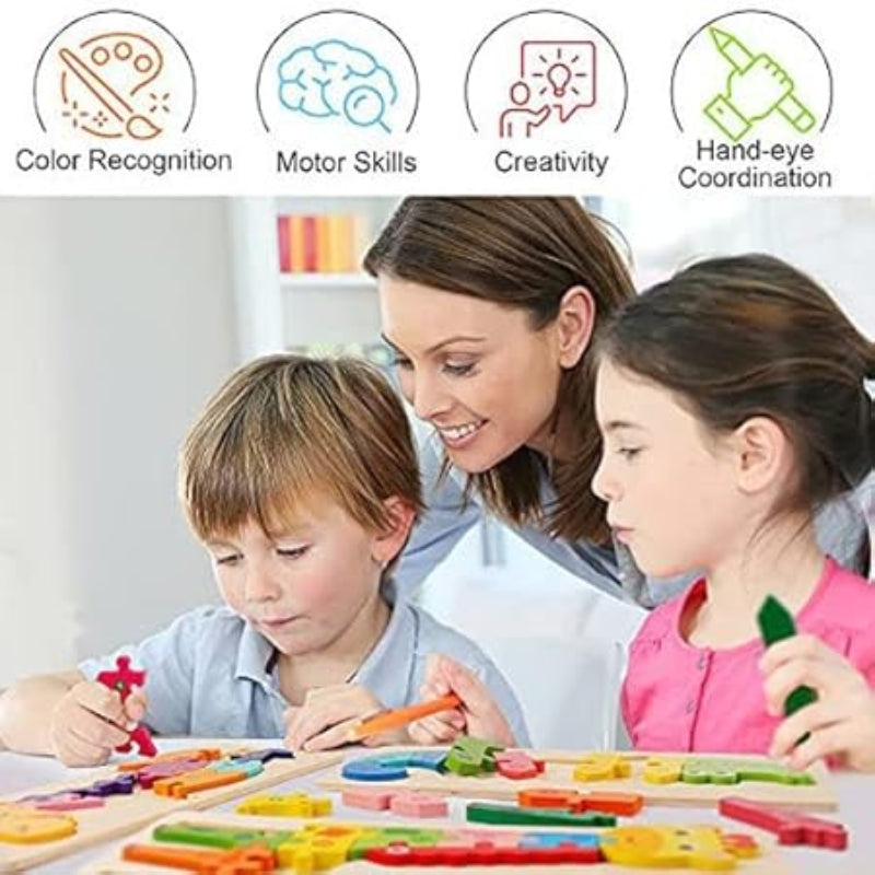 Toygenix Wooden Animal Alphabet & Numbers Jigsaw Puzzle – Educational 26-Piece Learning Toy for Kids | Deal