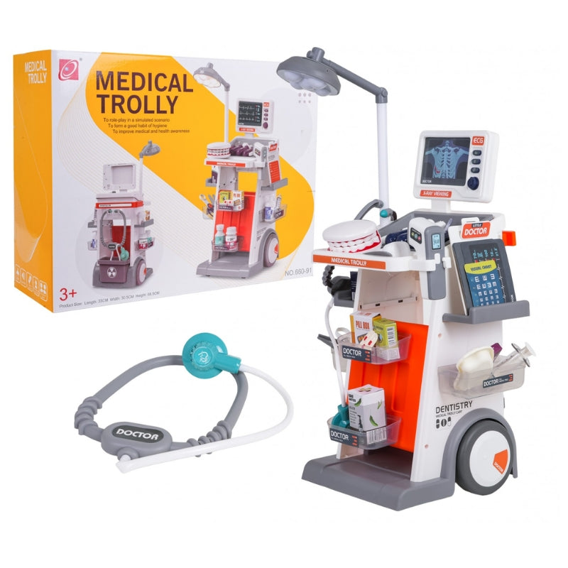 Ultimate Kids Medical Trolley Station Playset with X-Ray Monitor and Dental Tools
