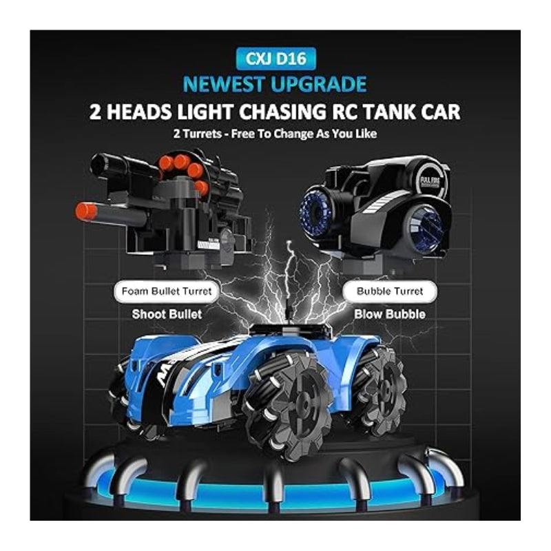 Multi-Functional RC Battle Tank – 360° Drifting Armored Vehicle with Foam Darts & Bubbles