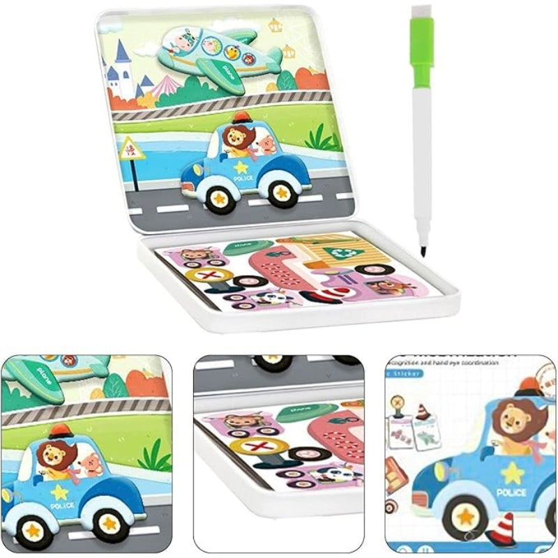 Toygenix Magnetic Transport & Animals Creative Puzzle Case – 2-in-1 Educational Travel Toy for Kids