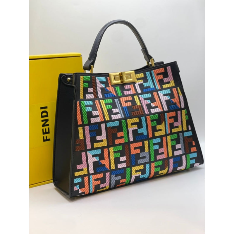 Fendi-Inspired Peekaboo Multicolor Handbag - Vibrant Designer Fashion Bag for Kids & Teens