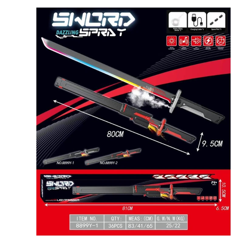 Cyberpunk LED Light-Up Katana Sword with Scabbard – Futuristic Samurai Sword with Glowing Blade & Sound Effects