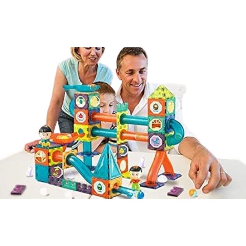 Glow-in-the-Dark Magnetic Marble Run – 3D STEM Building Blocks & Racing Track