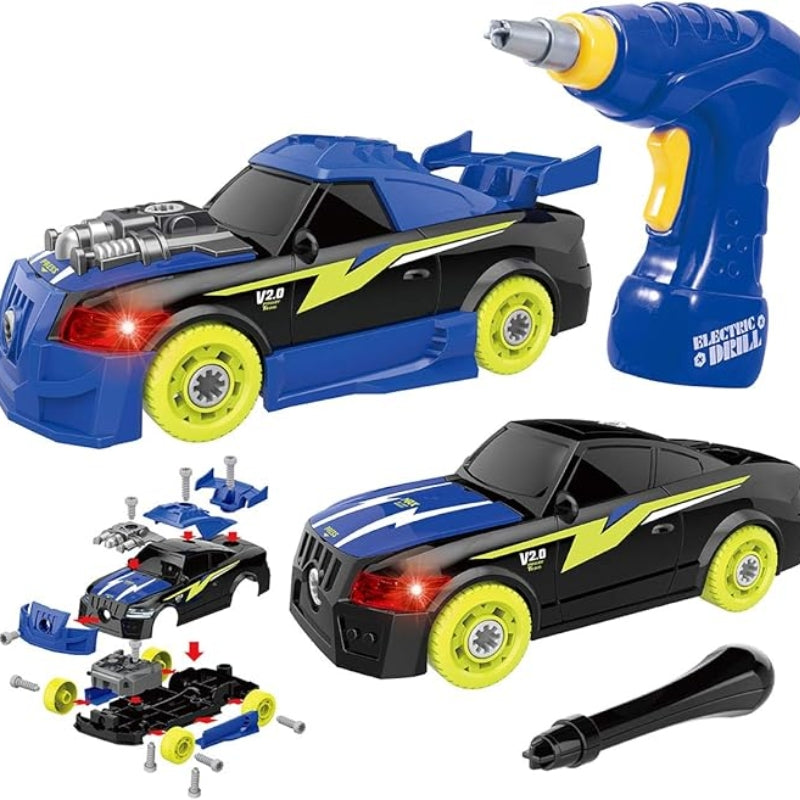 STEM Take Apart Racing Car Kit – 30-Piece DIY Construction Toy with Electric Drill