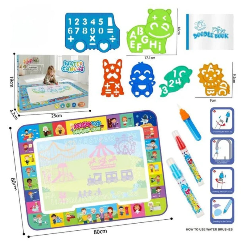 Magic Water Doodle Canvas Pad – Extra Large Mess-Free Drawing Mat for Kids