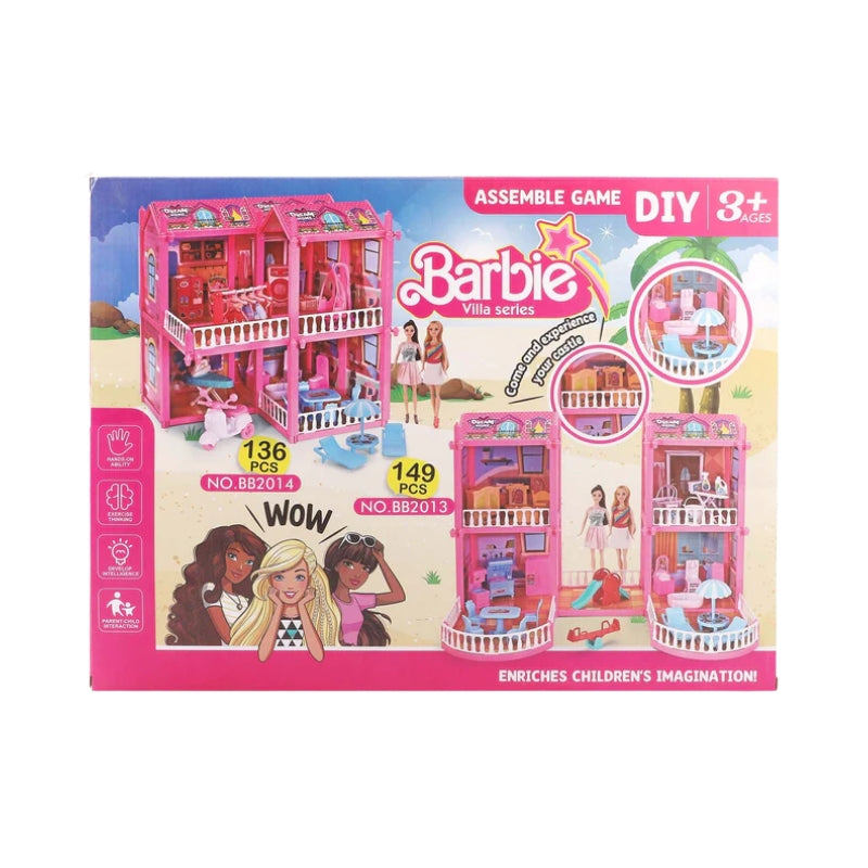 Barbie Villa Series DIY Dollhouse Set | 136 & 149 Pcs Dream House for Girls | Creative Building Playset