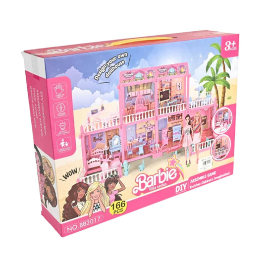 Barbie Villa Series DIY Dollhouse 166 Pcs Set | Luxury Dream House for Girls | Creative Building Playset