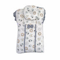 Premium Doll Swaddle Set - Quilted Animal Safari & Floral Print with Bolster Pillow