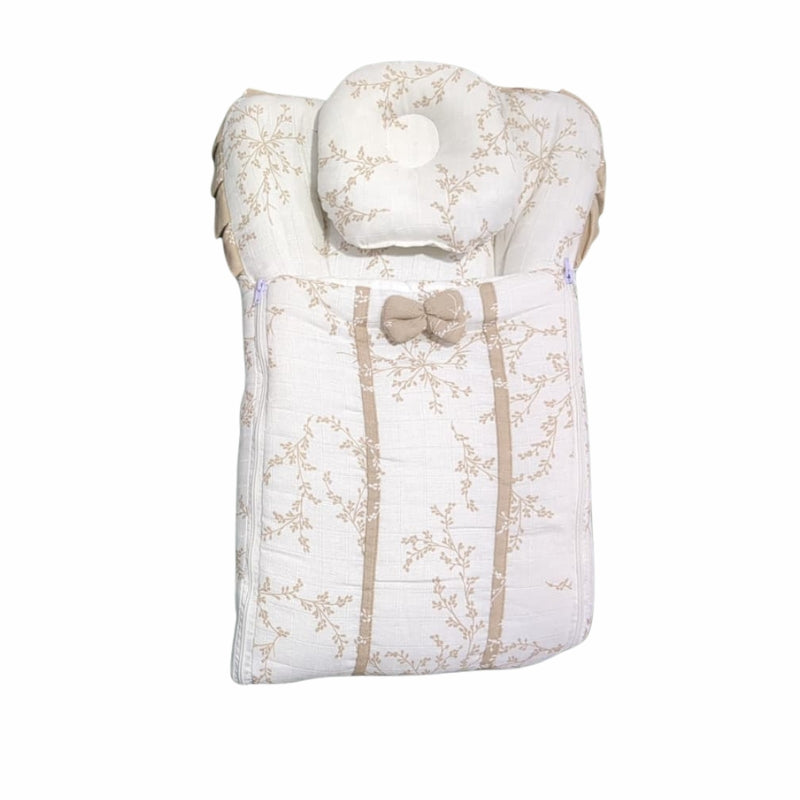 Premium Doll Swaddle Set - Quilted Animal Safari & Floral Print with Bolster Pillow