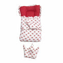 Royal Doll Sleeping Bag Set - Quilted Swaddle with Crown Pillow (Tractor & Geometric Print)