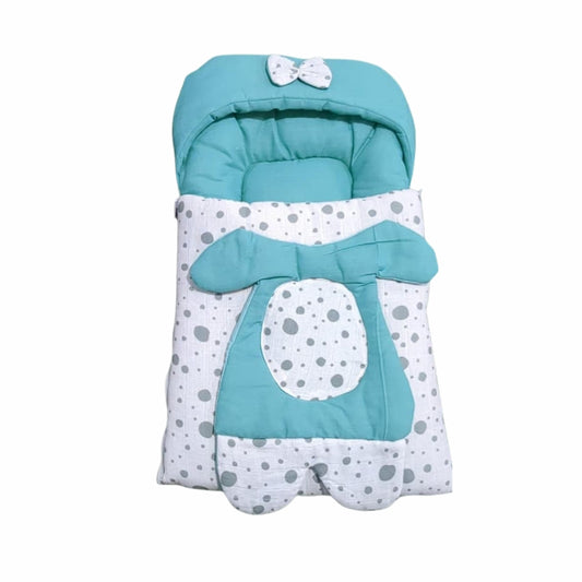 Quilted Soft Cotton Doll Sleeping Bag - Polka Dot & Geometric Swaddle with Bow