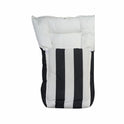 Nautical Striped Doll Sleeping Bag - Quilted Swaddle with Bold Vertical Stripes (Black & Blue)