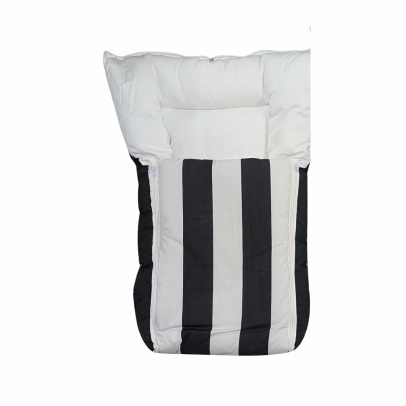 Nautical Striped Doll Sleeping Bag - Quilted Swaddle with Bold Vertical Stripes (Black & Blue)