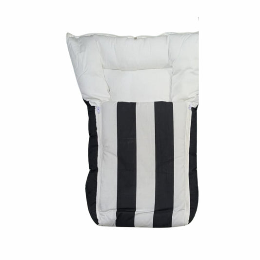 Nautical Striped Doll Sleeping Bag - Quilted Swaddle with Bold Vertical Stripes (Black & Blue)