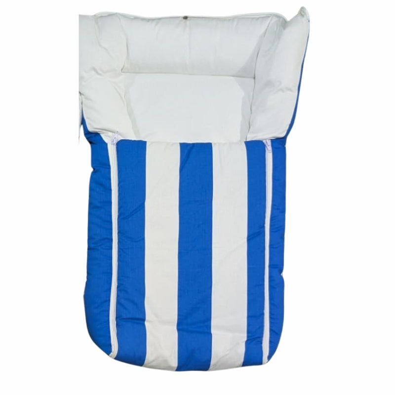 Nautical Striped Doll Sleeping Bag - Quilted Swaddle with Bold Vertical Stripes (Black & Blue)