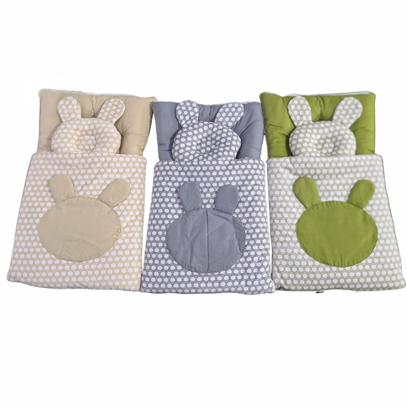 Polka Dot Rabbit Doll Sleeping Bag Set - Quilted Swaddle with Bunny Appliqué & Pillow