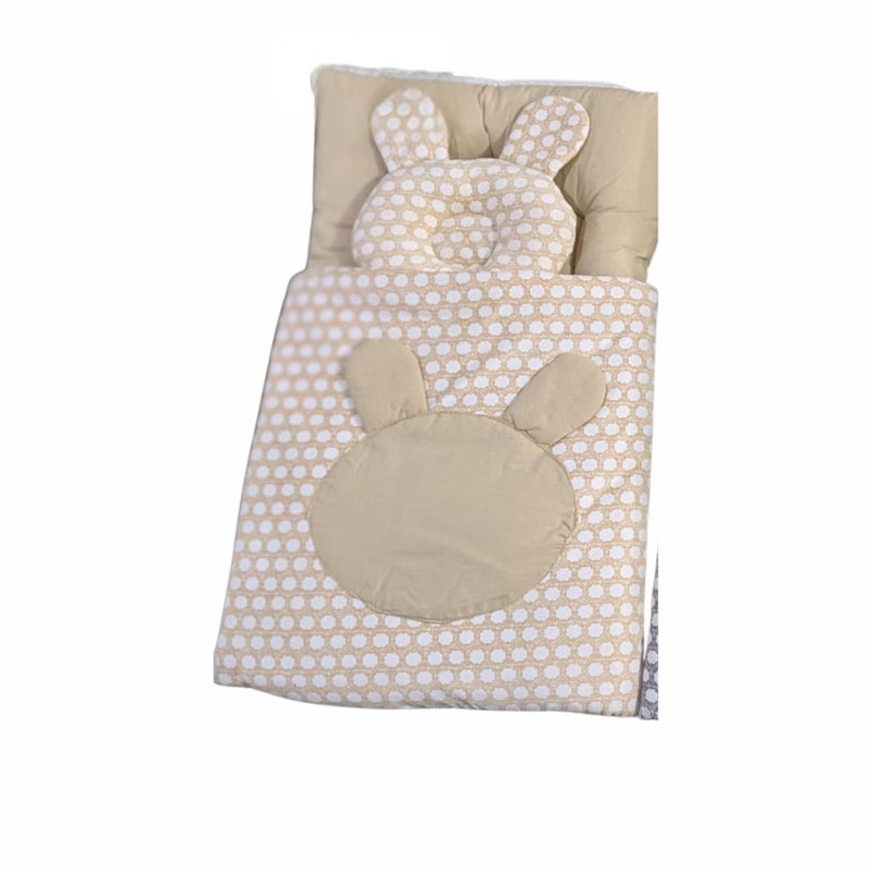 Polka Dot Rabbit Doll Sleeping Bag Set - Quilted Swaddle with Bunny Appliqué & Pillow