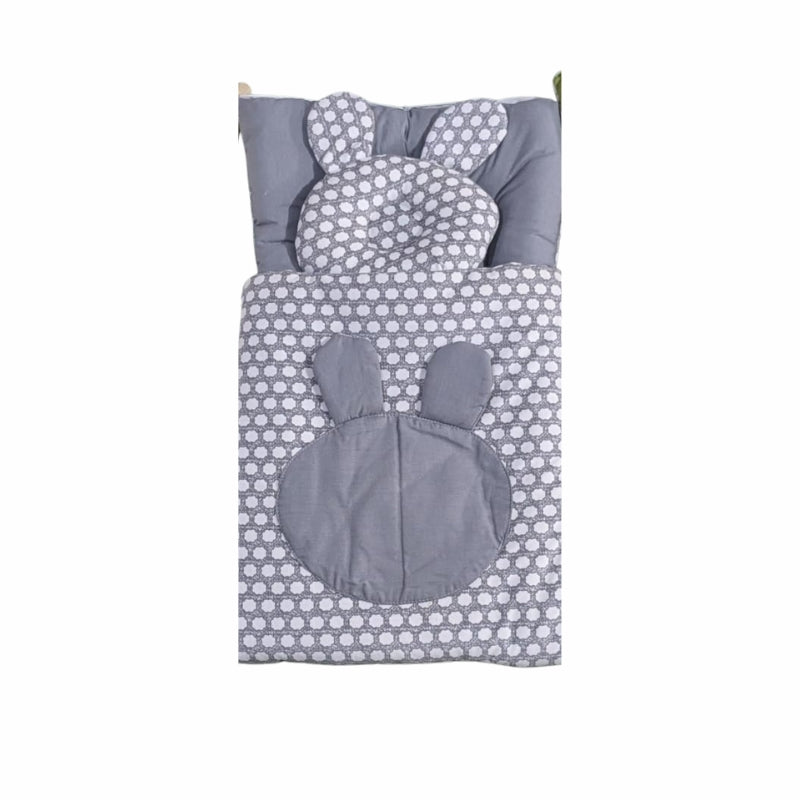 Polka Dot Rabbit Doll Sleeping Bag Set - Quilted Swaddle with Bunny Appliqué & Pillow