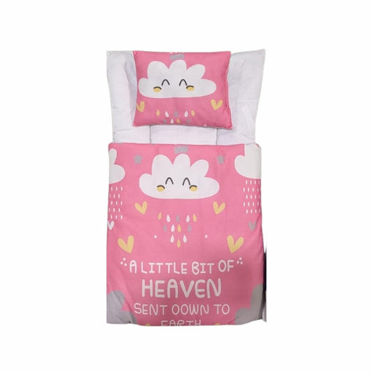 "Heaven Sent" Cloud Quilted Doll Sleeping Bag Set - Raining Hearts Bedding with Pillow