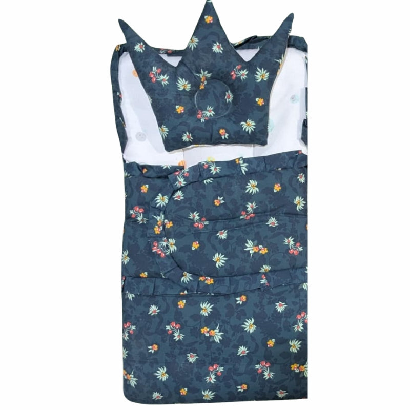 Royal Crown Quilted Doll Sleeping Bag Set - Floral & Paisley Print with Crown Pillow