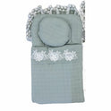 Elegant Muslin Quilted Doll Sleeping Bag Set - Lace Trim, Floral Appliqué & Round Pillow