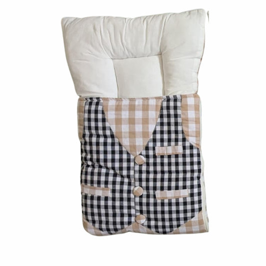 Kidzo Plaid Gingham Vest Baby Sleeping Bag - Quilted Swaddle with Padded Headrest