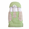 Kidzo Gingham Plaid Doll Sleeping Bag - Quilted Swaddle with Vest and Tie Accents