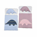 Dinosaur Appliqué Quilted Doll Sleeping Bag - Pom-Pom Trim Swaddle with Pillow