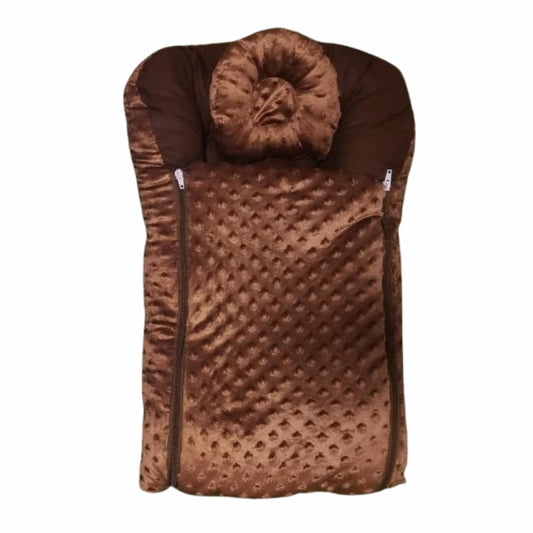 Minky Dot Zipper Doll Sleeping Bag - Plush Swaddle with Rosette Pillow