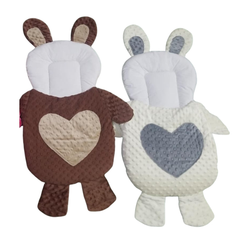 Bunny Love Doll Sleeping Bag - Minky Dot Rabbit Ear Swaddle with Heart Appliqué (Brown & Cream)