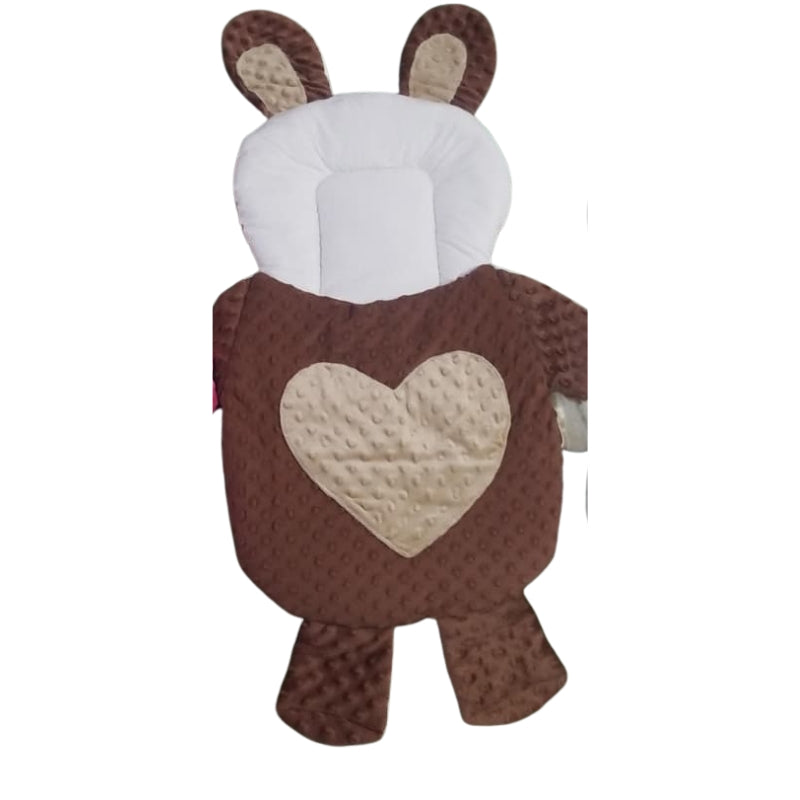Bunny Love Doll Sleeping Bag - Minky Dot Rabbit Ear Swaddle with Heart Appliqué (Brown & Cream)