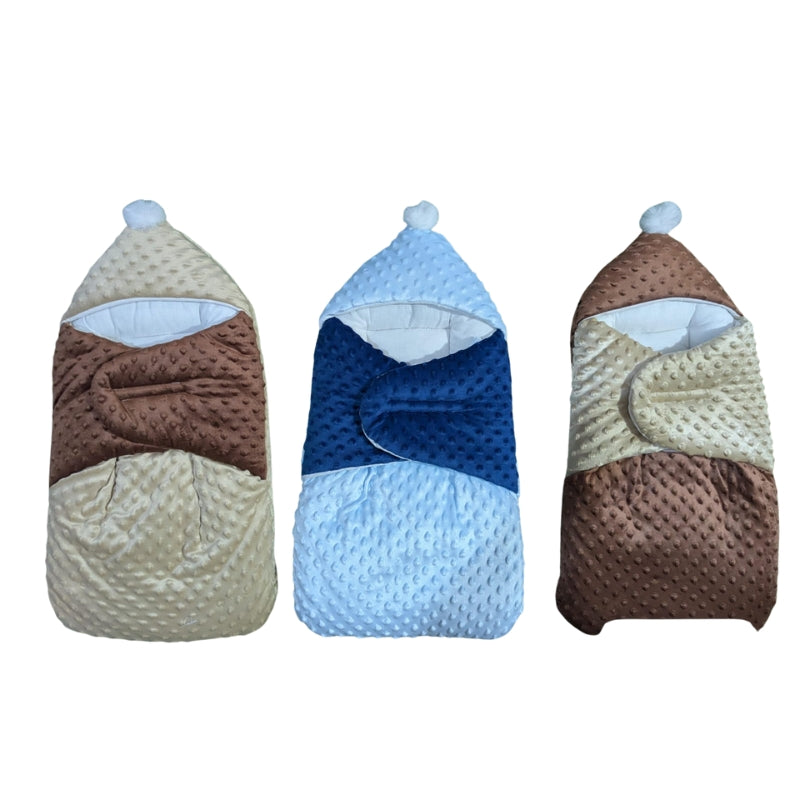 Minky Dot Cone Doll Sleeping Bag - Cozy Pom-Pom Hooded Swaddle Accessory