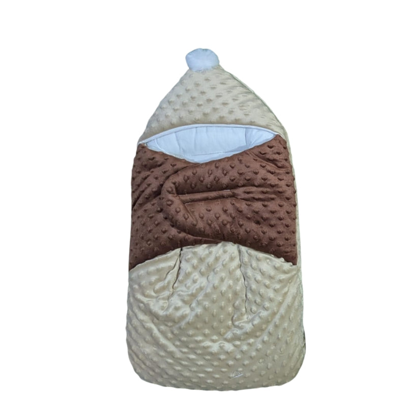 Minky Dot Cone Doll Sleeping Bag - Cozy Pom-Pom Hooded Swaddle Accessory