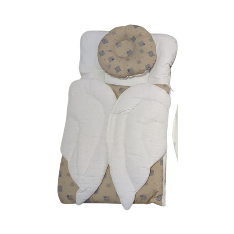 Dreamy Angel Wings Doll Sleeping Bag - Quilted Swaddle with Pillow & Detachable Wings