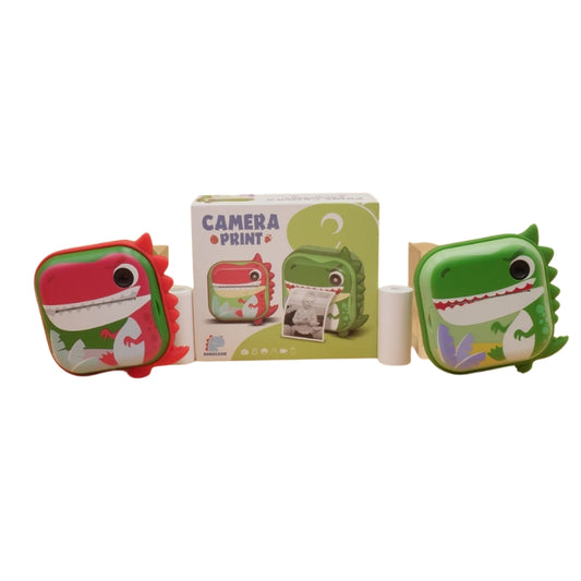 Kids Dinosaur Instant Print Camera Toy - Green & Red Thermal Printer Digital Camera