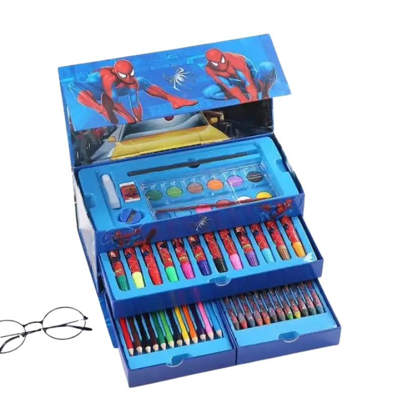 54-Piece Deluxe Character Theme Art & Color Kit for Kids with Portable Carrying Case