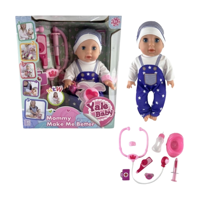 Yale Baby Mommy Make Me Better Doctor Doll Set - 35cm Nurturing Baby Doll with Medical Kit