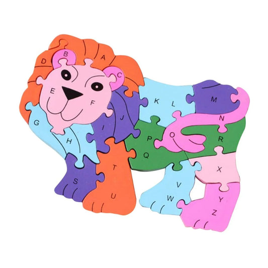26-Piece Wooden Lion Alphabet ABC Jigsaw Puzzle for Toddler Early Learning
