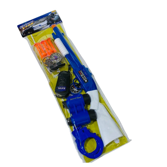 Police Gun Set Toy with 11 Harmless Pieces for Kids
