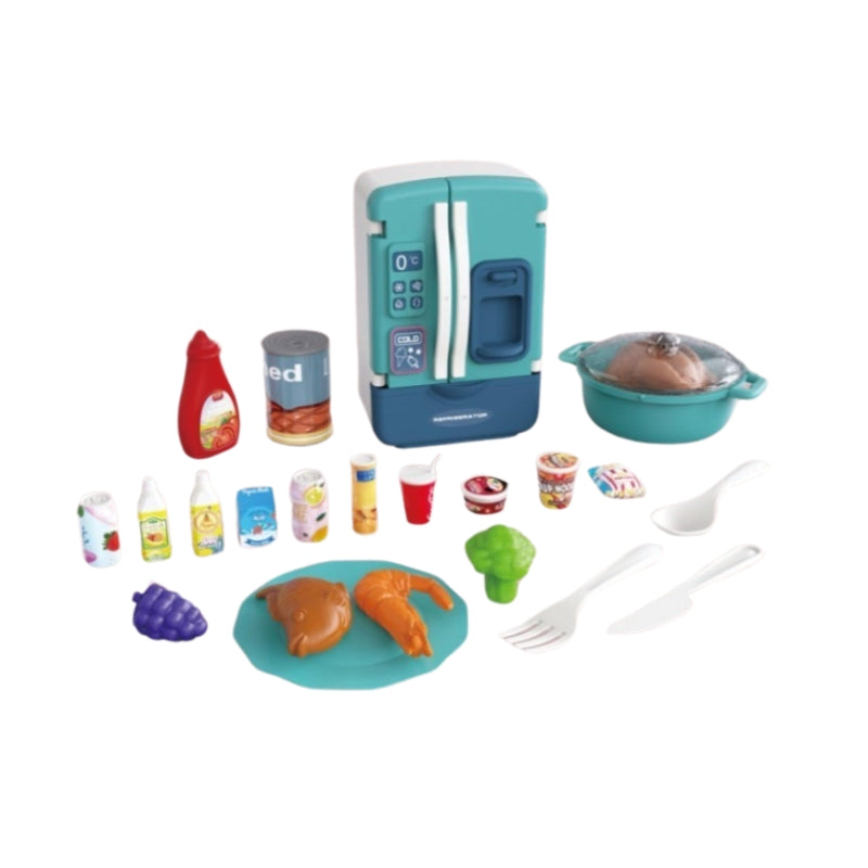 Mini Kitchen Refrigerator Play Set for Kids | Pretend Cooking Toy with Food Accessories | Educational Role Play Toy