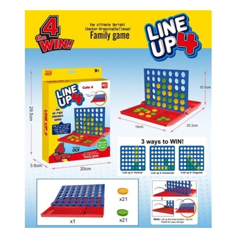 Classic 4-in-a-Row Strategy Tabletop Board Game for Kids and Family