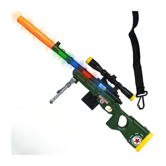 Light & Sound Military Toy Gun for Kids | Sniper Rifle with Flashing LED Lights & Realistic Sound Effects | Key to Shop