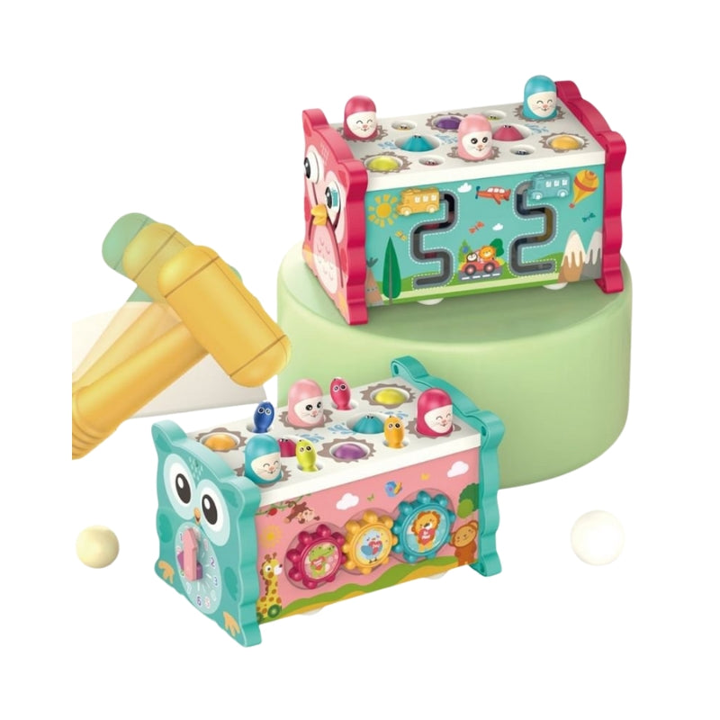 3-in-1 Interactive Magic Box Owl Themed Whack-a-Mole and Fishing Game for Kids