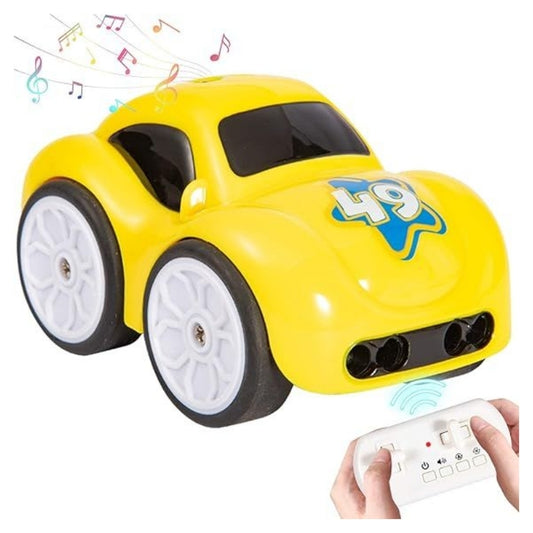 Interactive Musical Cartoon Remote Control Car with Lights and Sound Effects for Toddlers
