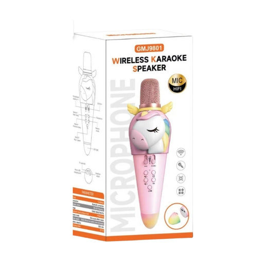 Unicorn Wireless Karaoke Microphone GMJ9801 | Bluetooth Speaker for Kids | Rechargeable Mic with Hi-Fi Sound