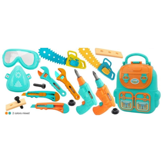 Kids Construction Tool Set with Backpack | Electric Drill, Wrench & Saw Kit | Pretend Play Builder Toy for Boys & Girls