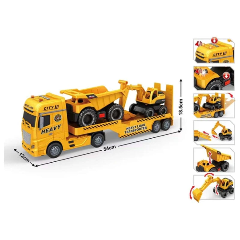 Toy Star 1:12 Scale City Engineering Big Truck + 2 Small Utility Truck Playset with Light & Sound Yellow Age- 4 Years & Above