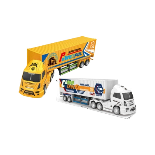 Super Truck Logistics Car Toy Set - 4 PCS Pull-Back & Inertia Semi-Trucks, 2-Color Mixed Packaging