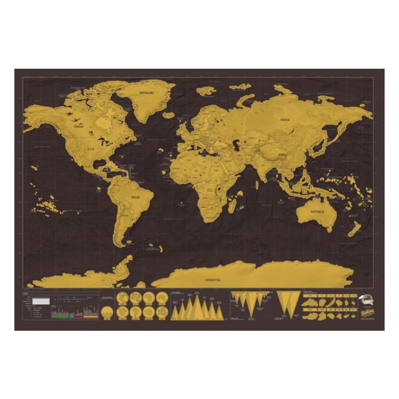 Large Deluxe Gold Scratch-Off World Map Poster for Travelers and Educational Decor
