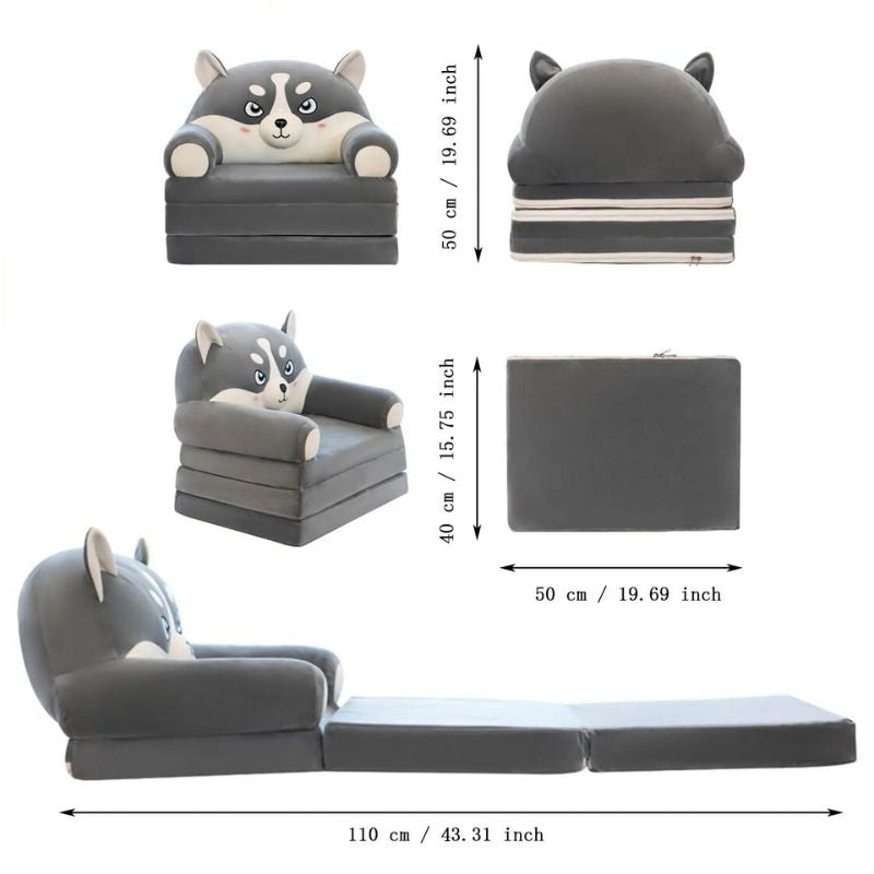 Sofa Come Bed In Grey Color For Kids